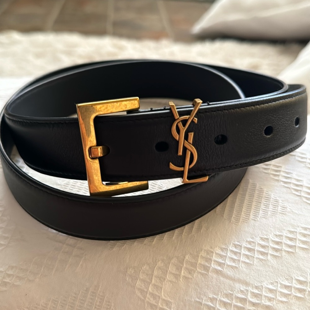 YSL BELT ! New ! CASSANDRE BELT WITH SQUARE BUCKLE IN GRAINED LEATHER